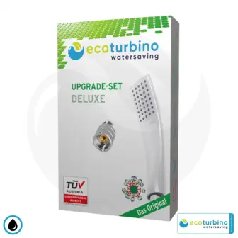 Handdusche UPGRADE DELUXE SET 10 Legio, silber | ET10L Wasserspar Adapter + Design Duschkopf - Handbrause | ecoturbino®