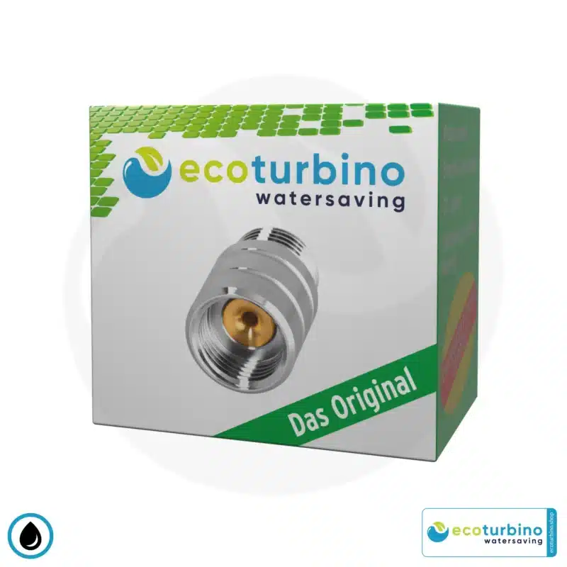 ecoturbino® ET10L Wasserspar Duschadapter | silber | Wasser sparen und Energie (Strom) sparen | bis zu 40% Kosten reduzieren beim Duschen + Duschkopf entleeren