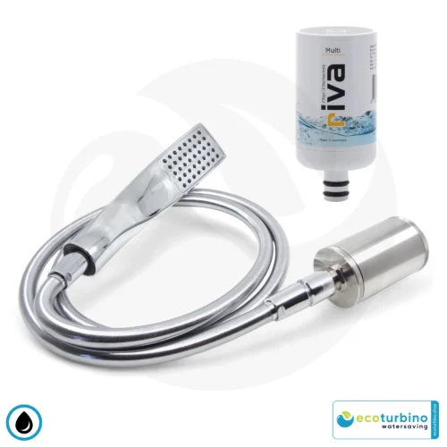 ecoturbino clinic+ Legionellenfilter Wasserfilter Profi Duschsystem | SLIM Gehäuse | Legionellenschutz PLUS 50% Wassersparen in Duschen