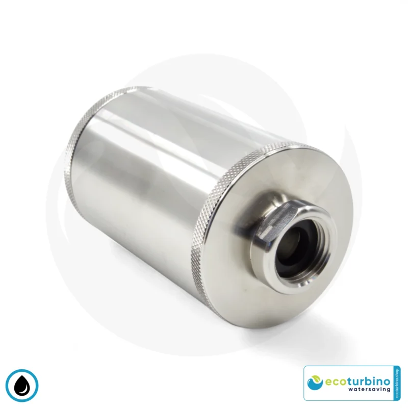 Wasserfilter ecoturbino plus | Edelstahlgehäuse 1/2" Gewindeanschluss an Duscharmatur