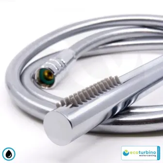 Duschbrause DELUXE S SET Silber | Wasserspar Adapter + Brauseschlauch + DESIGN Stabdusche | ecoturbino®