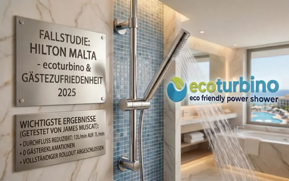 Hilton Malta Studie & Test ecoturbino | 6 Monate Gästezufriedenheit beim Duschen